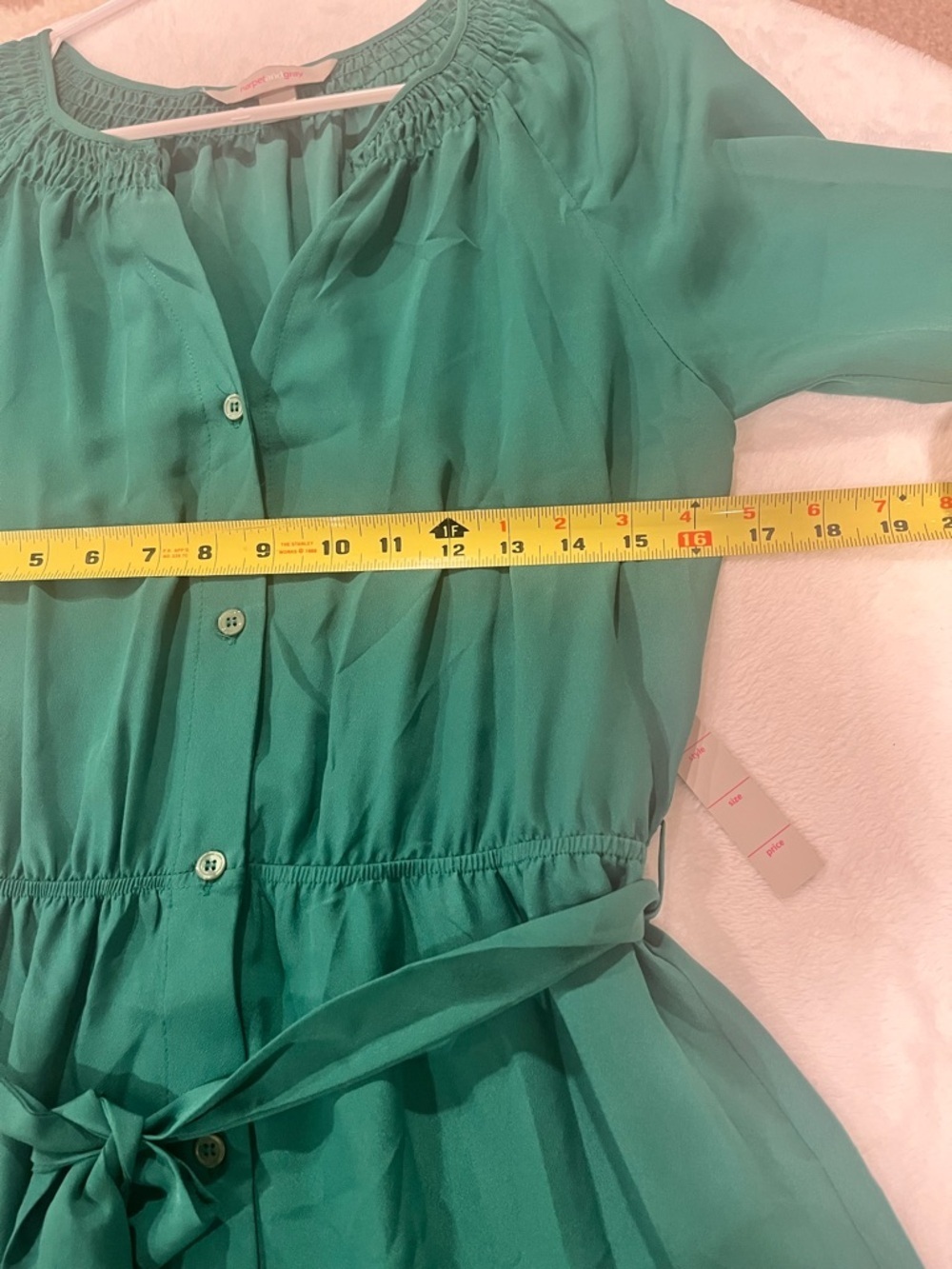 NWT Harper and Gray Green Smocked Button Front Midi Dress-Medium - Picture 10 of 10